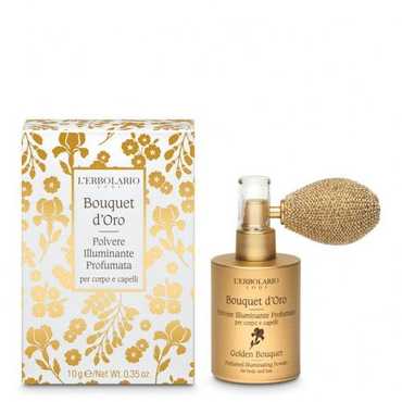 L'Erbolario Bouquet d'Oro svjetlucajući mirisni prah za kosu i tijelo 10g