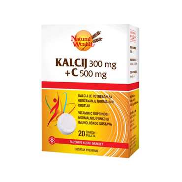 Natural Wealth Kalcij 300 + Vitamin C-500 šumeće tablete 20 kom